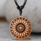 Black Necklace with a Sun Halo Pendant Made of Sawo Wood