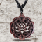 Black Necklace with Lotus Mandala Pendant Made of Sawo Wood