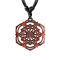 Black Necklace with Flower Mandala Pendant Made of Sawo Wood