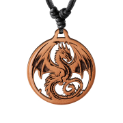 Black Necklace with Dragon Pendant Made of Sawo Wood