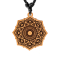 Black Necklace with Mandala Oriental Flower Pendant Made of Sawo Wood