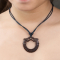 Black necklace with two Viking dragon pendants made of Sawo wood
