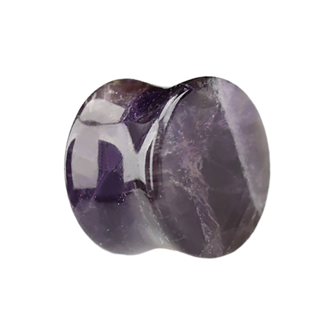 Flared plug made from amethyst stone