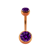 Banana rose gold with two purple crystal balls