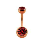 Banana rose gold with two red crystal balls