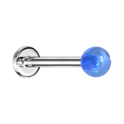 Micro labret argento con sfera "Glow" blu