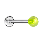 Micro labret argento con pallina verde "Glow"