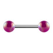Barbell silber mit zwei Kugeln metallbeschichtet violett