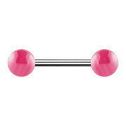 Barbell silver with two balls metal-coated pink